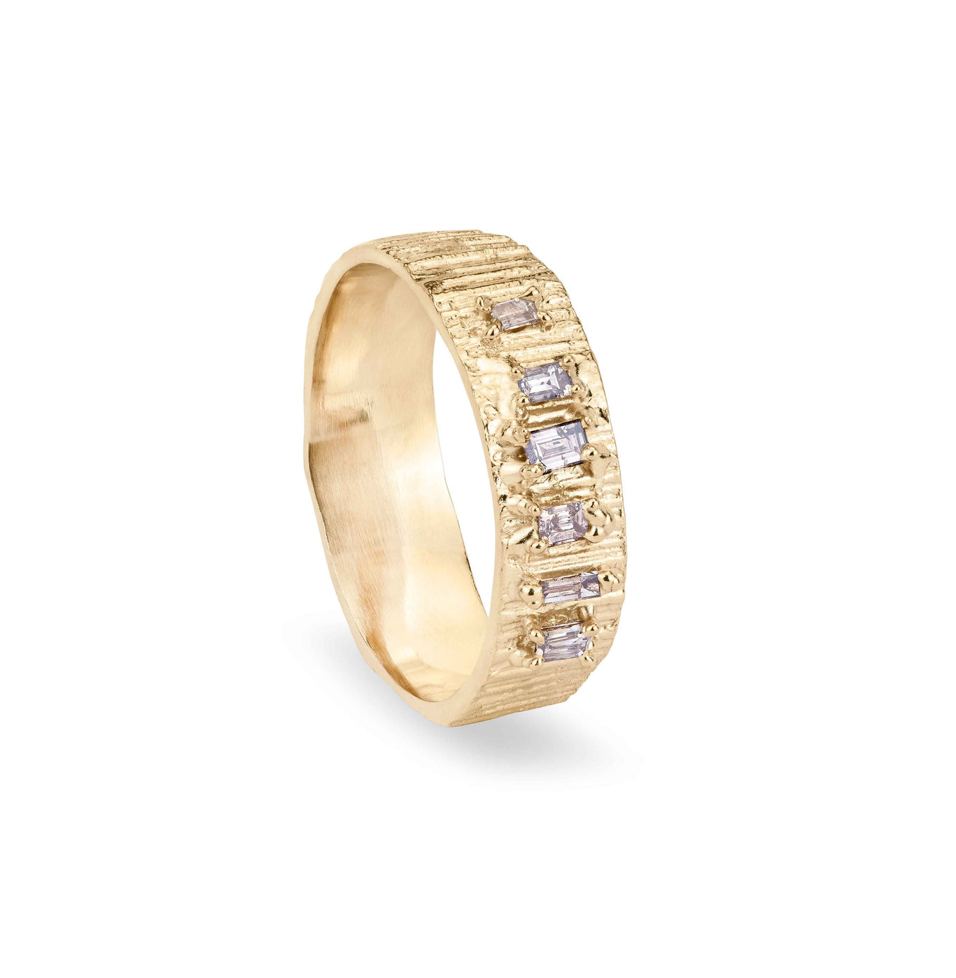 Bark 6mm gold with baguette diamonds