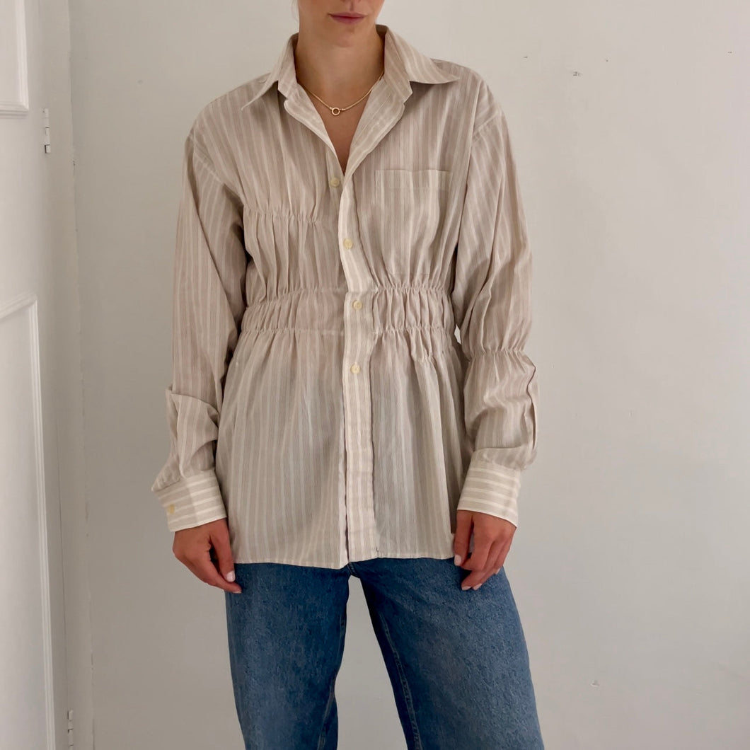 Load image into Gallery viewer, BEIGE STRIPE ELASTIC SHIRT