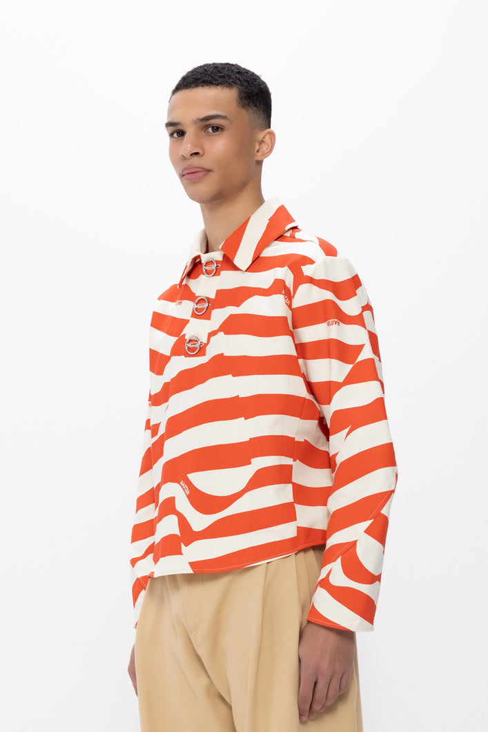 Load image into Gallery viewer, Nova Polo Print Vermillion Orange