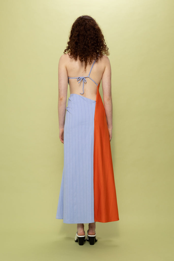 Load image into Gallery viewer, Hayley Dress Vermillion Orange and Lavender Lilac