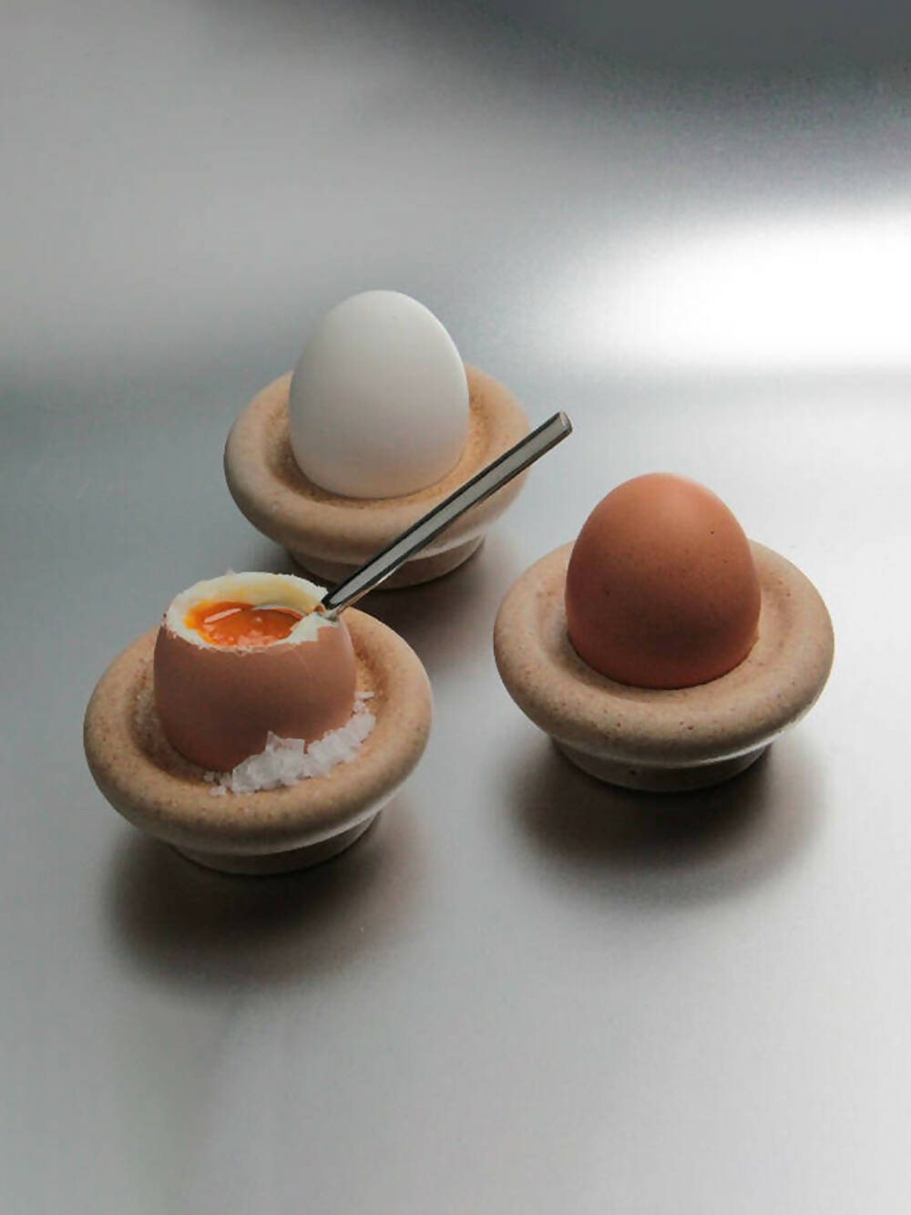 Ceramic Egg Cup With or Without Attached Plate Modern Beige 